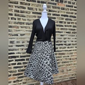 DIANE von FURSTENBERG Black and White Long Sleeve Dress